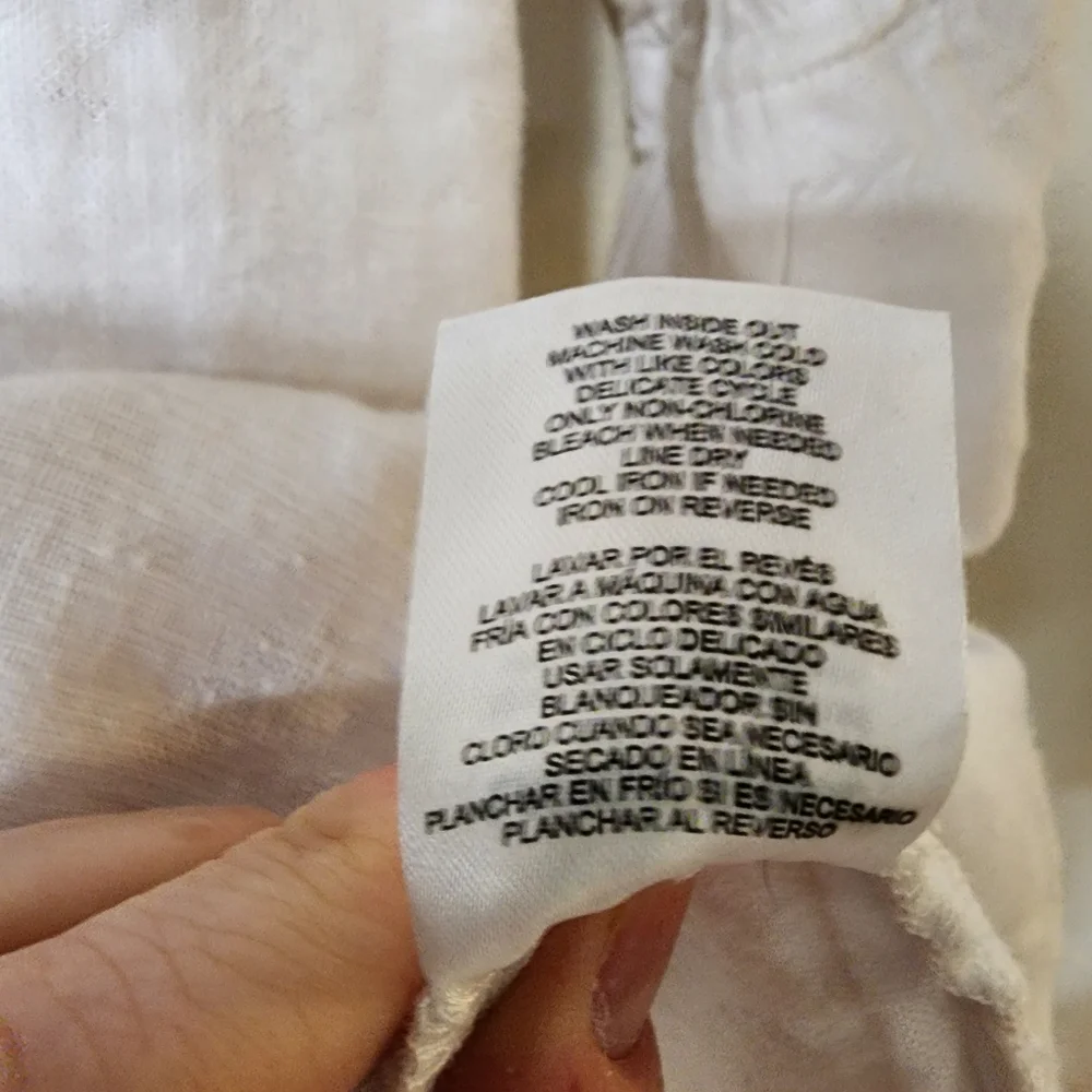 Lands' End Women's Crisp White Linen Blend Tunic with Large Front Pockets XL